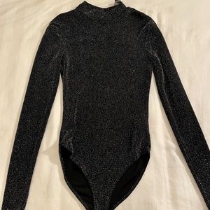 Black sparkly bodysuit long sleeve